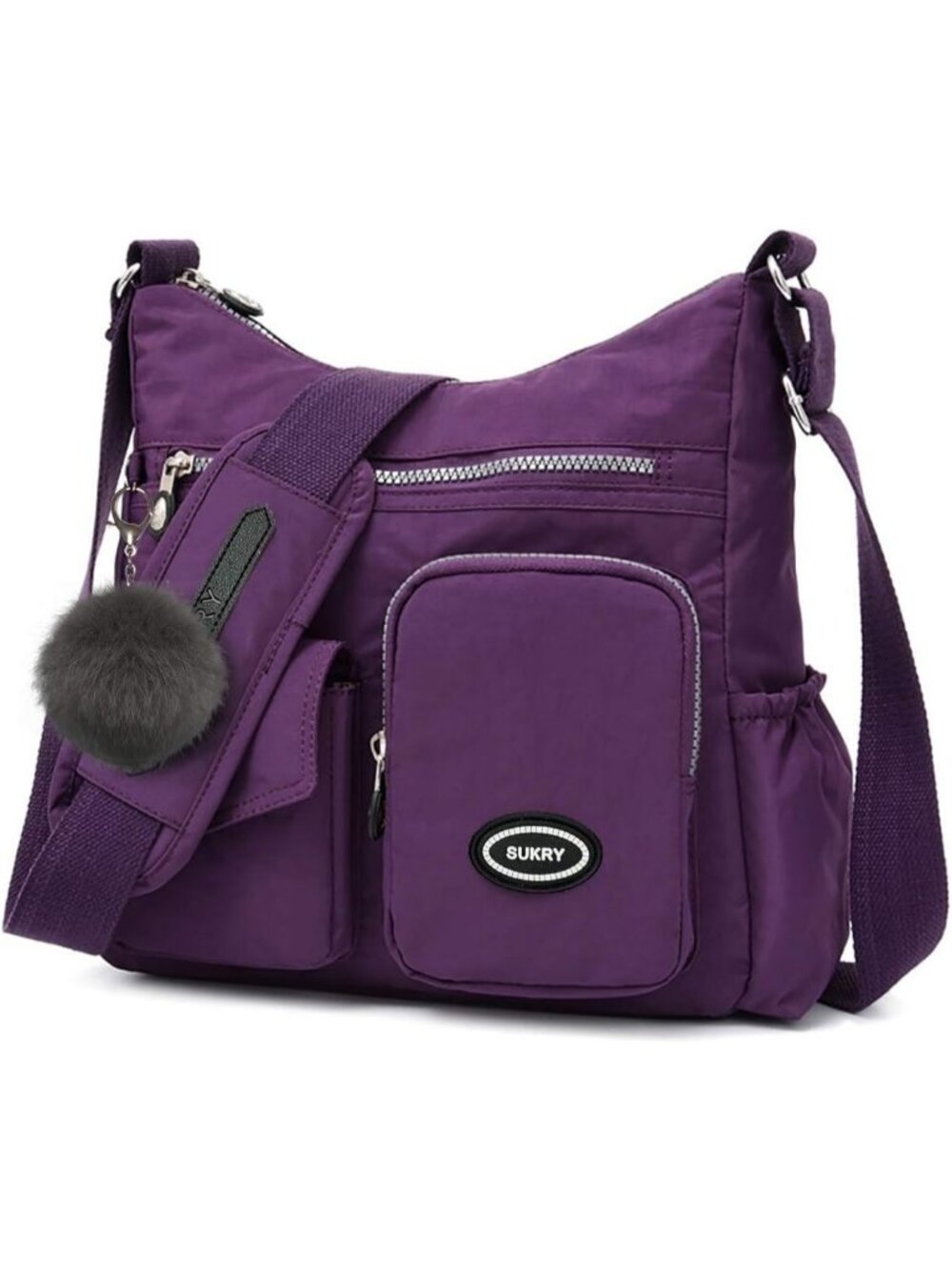 Women's Purple Nylon Crossbody Bag Anti theft RFID Pocket Waterproof Travel Bag